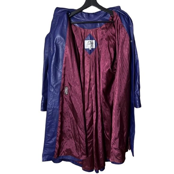 VTG Remy Made In USA Long Leather Coat Small - Picture 7 of 9